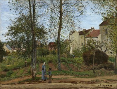 Huizen in Bougival door Camille Jacob Pissarro